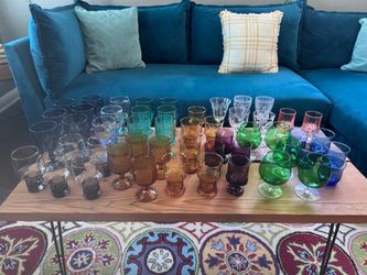 Large Collection of Colored Glassware