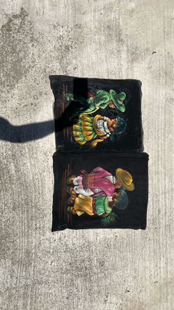 Mexican folk art oil painting on black velvet
