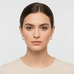 14K Yellow Gold Diamond Cut Tube Hoop Earrings