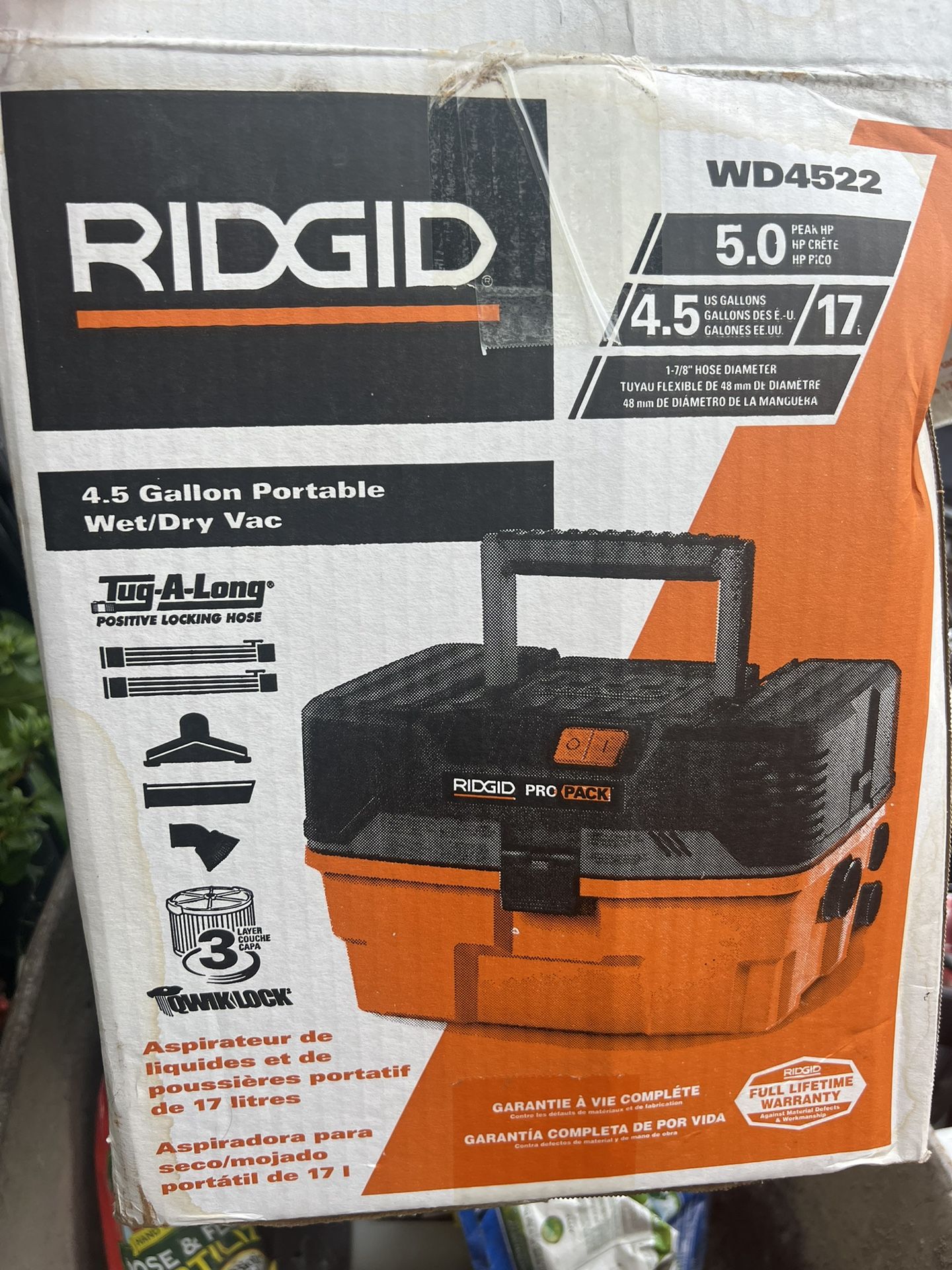 Ridgid WD4522 4.5 Gallon Portable Wet/ Dry Vacuum