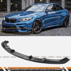 For 2016-18 BMW F87 M2 Base Real Carbon Fiber 3D Style Front Bumper Lip Splitter