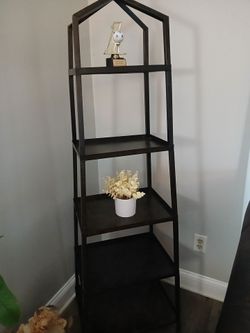 Tall Dark Brown 5-Tier Corner Bookshelf