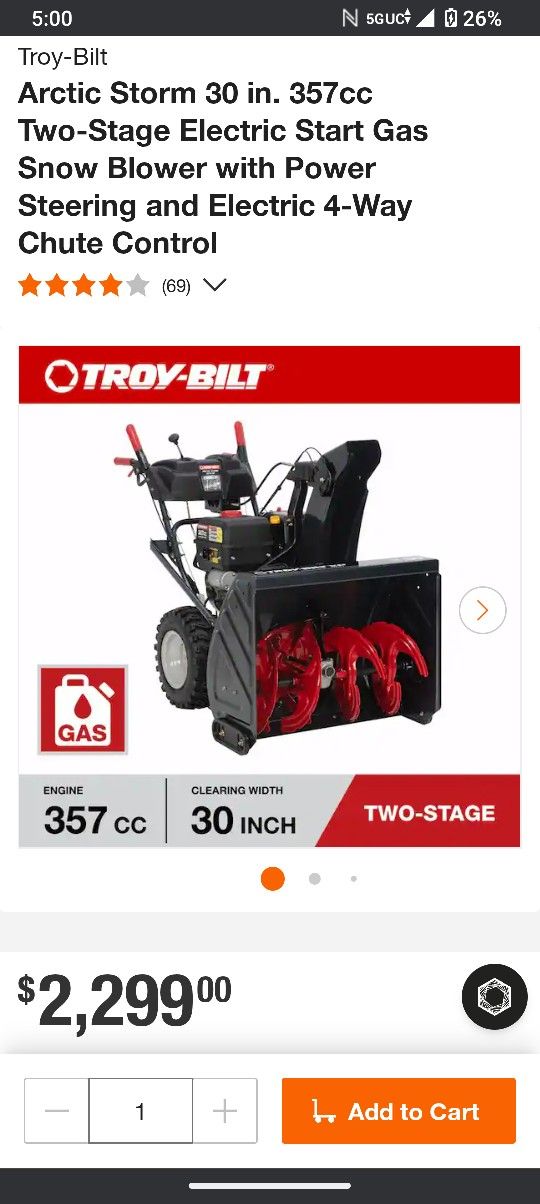 MOVING SALE! NEED GONE TODAY! CRAFTSMAN 357CC 30 IN SNOWBLOWER!