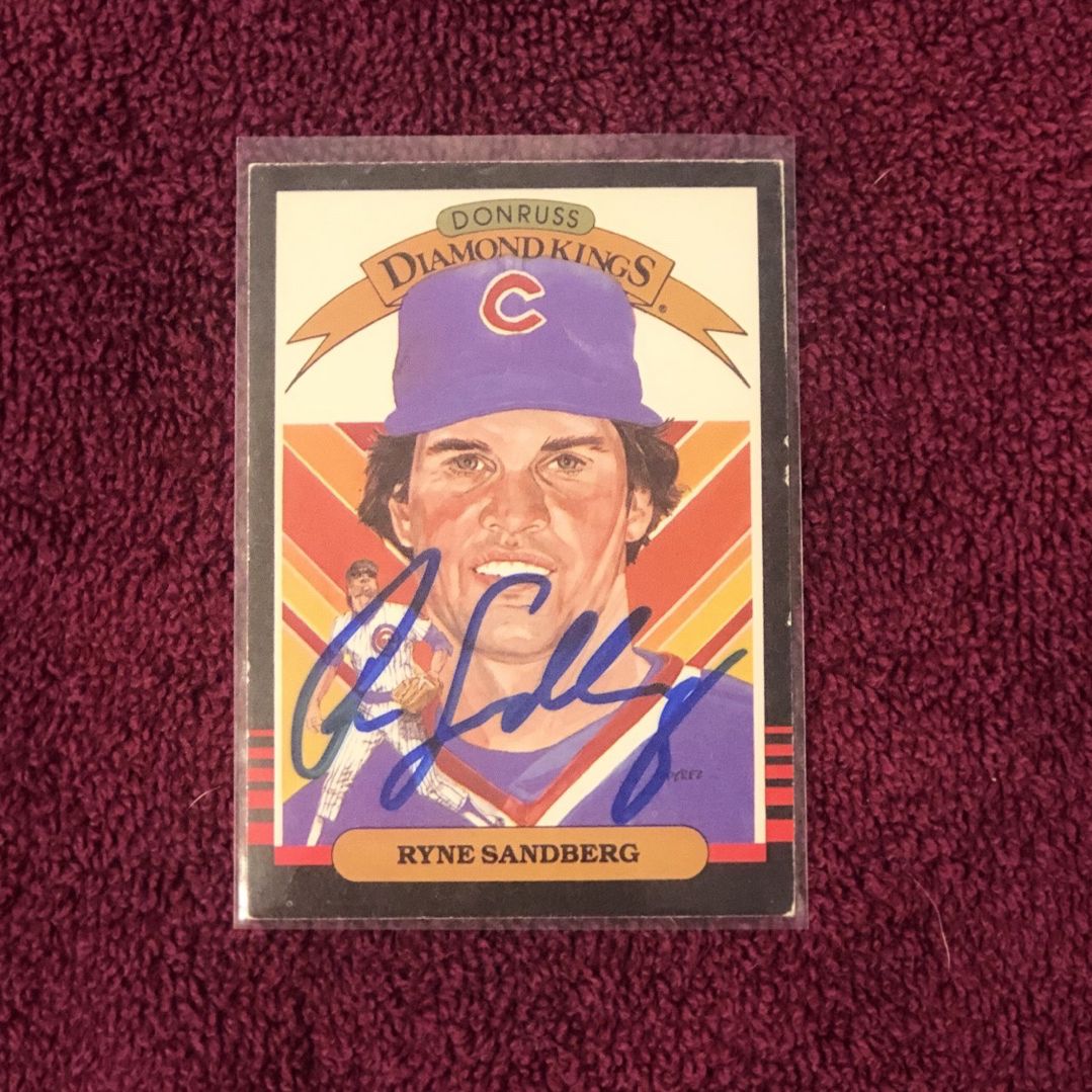 Ryne Sandberg Authentic Autograph Hand Signed Donruss Diamond King Baseball card 1985