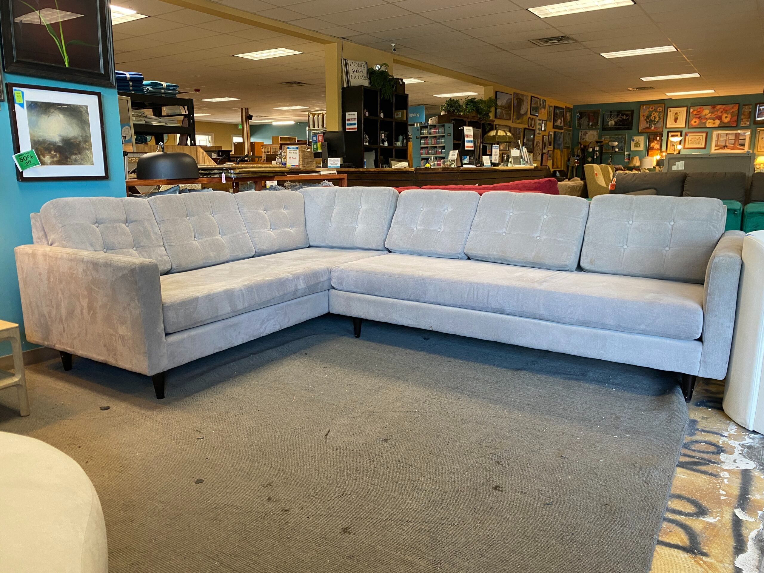 Modern Grey Tufted 7-Seat Sectional