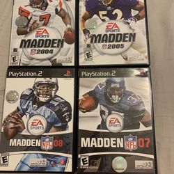 Lot Of 4 PS2 PlayStation2 Games Madden 2004, Madden 2005, Madden 07, Madden 08