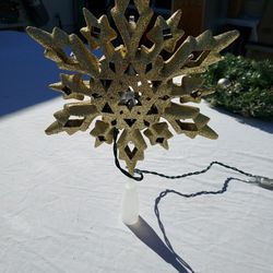 Glitter Gold Metal Snowflake Tree Topper 
