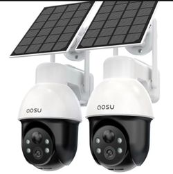 aosu 3K/5MP Solar Security Cameras System Wireless Outdoor, Battery Powered WiFi Camera for Home Security, Panoramic PTZ, Auto Tracking, Human/Vehicle