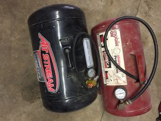 Portable Air tanks, to fill up car tires with hose and gauge