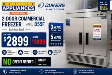 Dukers D55F Commercial Freezer – Brand New  💲 Only $2,899 (MSRP $3,899)