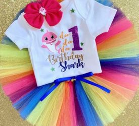 18 Months Personalized Rainbow Birthday Shark 1st Birthday Outfit 🦈