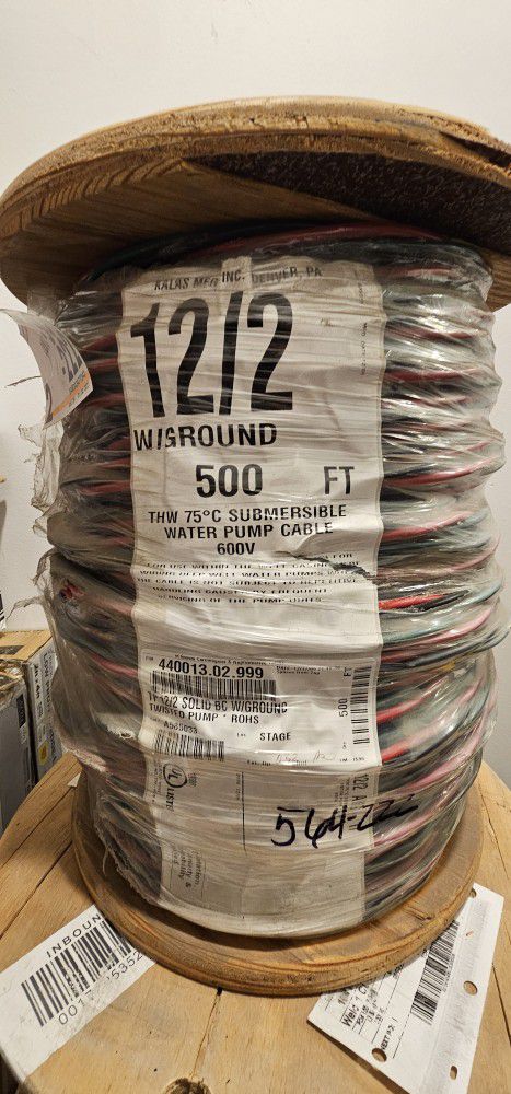 500ft 12/2 w/G Submersible Well Pump Wire Cable 600V.. w/ ground