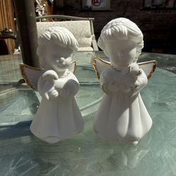 Pair of ceramic angel figurine bells