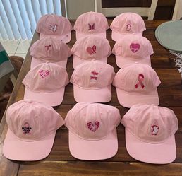 Pink Breast Cancer Awareness caps.
