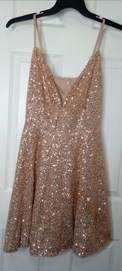 Rose gold sequin mini dress for women