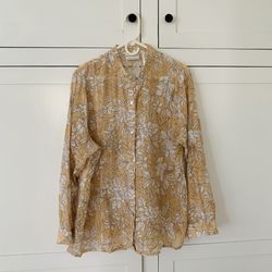Alfred Dunner Sheer Cream White Floral Textured Button Down Shirt Size 16W