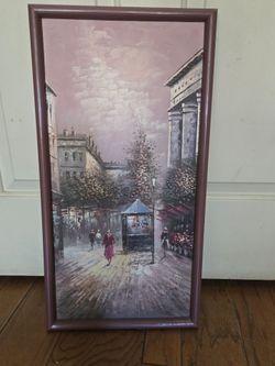 Framed oil painting - streets of Paris