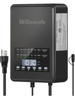 Wilawels 300W Low Voltage Landscape Transformer, 2 Zone Independent Control 120VAC to 12/14V AC Low Voltage Transformer, Landscape Lighting Transforme