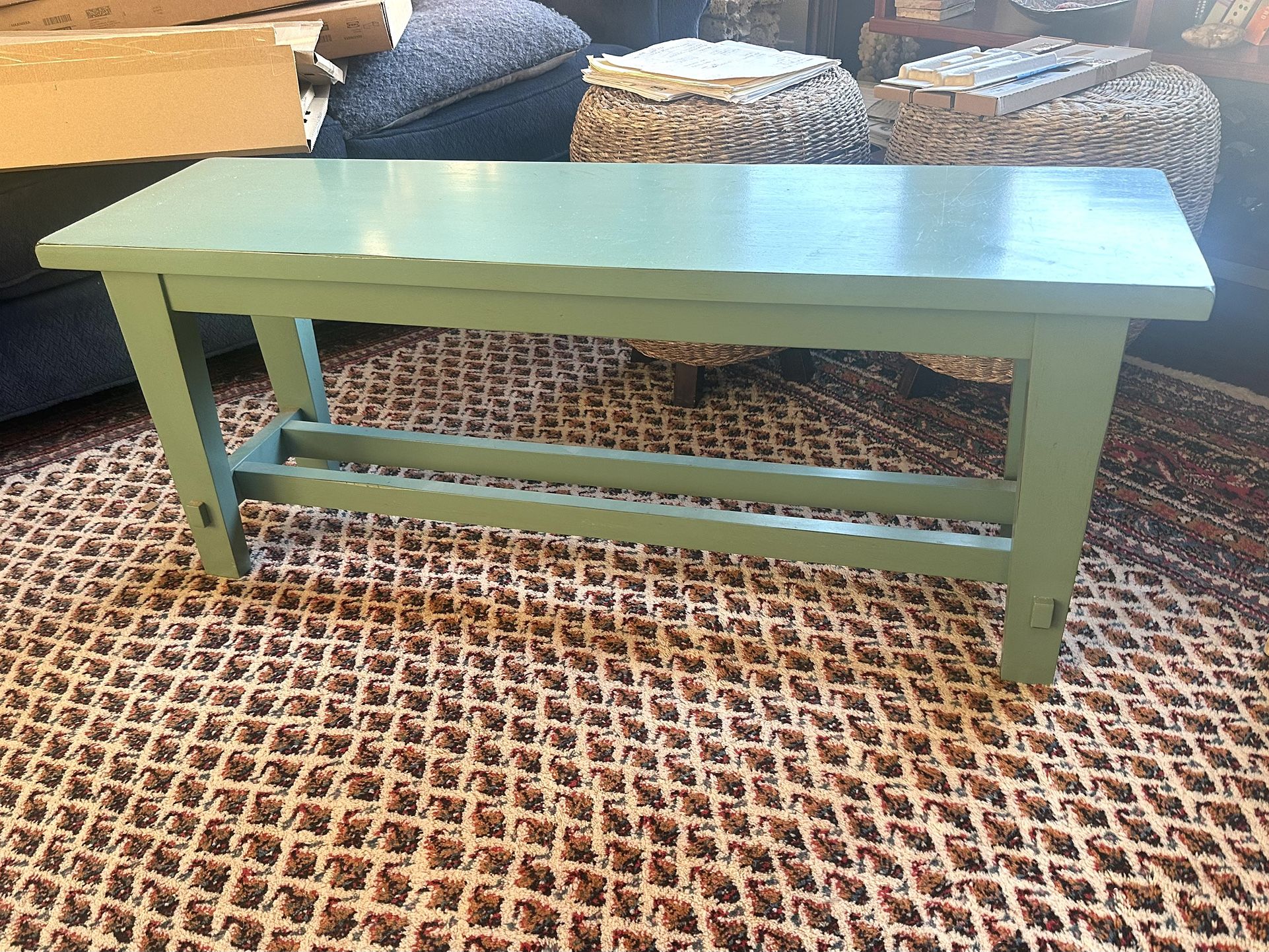Pottery Barn Bench Porcelain Blue