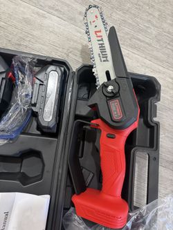 6-inch chainsaw with 2 large capacity batteries and 3 chains, cordless mini chainsaw for logging, tree trimming, DIY projects, gardening, camping