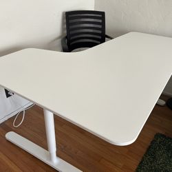 IKEA BEKANT Corner Adjustable Desk – White – Large Home Office Desk