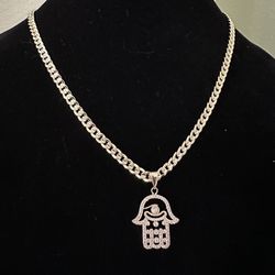 Cuban Chain In Gold Filled With Hamsa Pendant