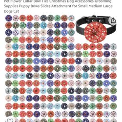 Silkfly 200 Pcs Christmas Dog Collar Flowers Charms Bulk Holiday Pet Flower Collar Bow Ties Christmas Dog Accessories Grooming Supplies Puppy Bows Sli