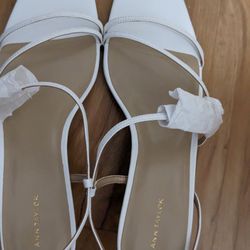 Ann Taylor White Kitten Heel Sandal