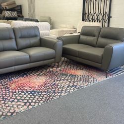 New Top Grain Genuine Leather Couch And Love Seat Set