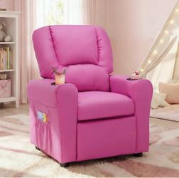 Kids recliner chair faux leather sofa push back toddler chair