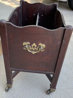 Antique Cherry Wood Magazine Holder