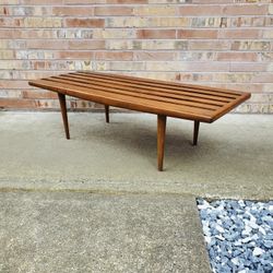 Mid Century Modern Solid Wood Slat Bench Or Coffee Table Vintage 