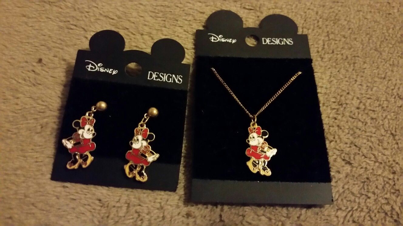 Disney earrings and necklace