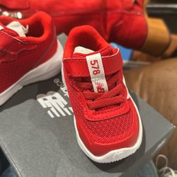 New Balance Toddlers' 578v1 Bungee Lace with Top Strap in True Red/White