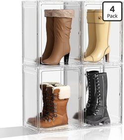 Tall Boot Shoe Storage Box for Closet 4 Pack -NEW (2798/10)