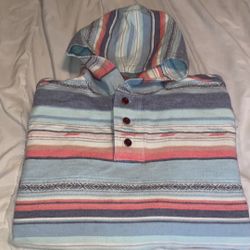 Classic Faherty Aztec style button up hoodie organic cotton size Large 