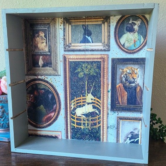 Upcycled Cube Shelf With Fancy Animals
