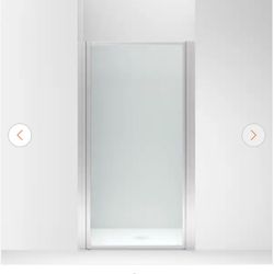 STERLING Standard 33-34 in. W x 64 in. H Framed Pivot Shower Door in Silver with  1/8 in. Thick Rain Textured Tempered Glass