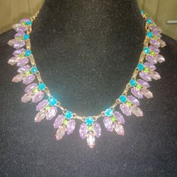 Beautiful Multi Colored Jeweled Collar Necklace