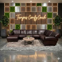 🛋️ Genuine Leather Ushaped Sectional Sofa  (Delivery Available!! )