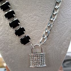 Blackstone Necklace With Lock Pendant