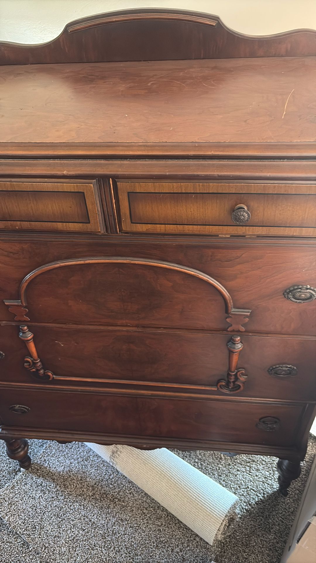 Old furniture, dressers, and drawers and mirror