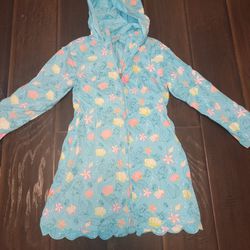 Disney store little mermaid ariel Girls raincoat color changes when wet 7/8
