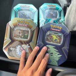 Set Of 4 Pokemon Triple Whammy Tins