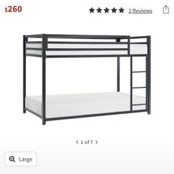 Twin Black Metal Bunk Bed 
