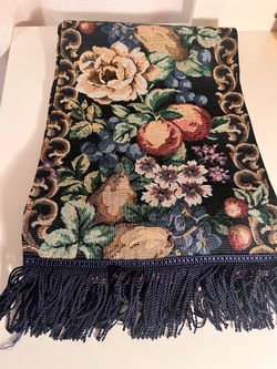Floral Tapestry Table Runner with Fringe