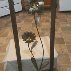 Vintage Metal And Wood Creation Floral Wall Hanging 32x12 May And California Collectible Excellent Condition