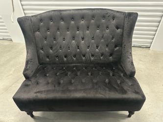 House of Hampton Carolina Black Velvet Wingback Loveseat Glam Sofa Wayfair