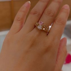14k Double Heart Ring 