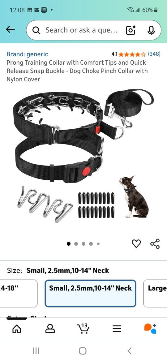 Prong Training Collar with Comfort Tips and Quick Release Snap Buckle - Dog Choke Pinch Collar with Nylon Cover